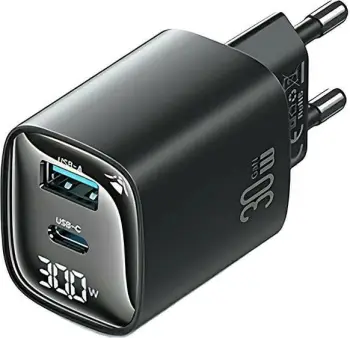 Karikues murale USAMS CC229, 30W GaN, USB C dhe USB A, i zi