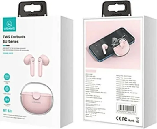 Kufje pa tela Usams TWS BU Series BHUBU04, Bluetooth 5.1, 30 orë bateri, të bardha - 2