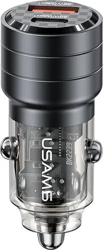 Karikues makine Usams C36 USA966, 2x porta USB, 95W, transparent