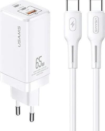 Karikues USAMS MT, 1 x USB-A, 2 x USB-C, i bardhë - 1