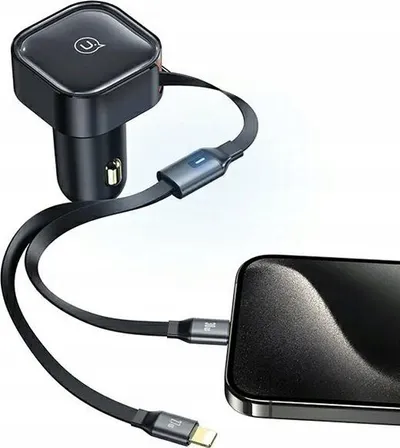 Karikues veture Usams C41, PD 30W, kabllo tërheqëse USB C dhe Lightning, i zi - 2