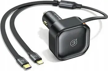 Karikues veture Usams C41, PD 30W, kabllo tërheqëse USB C dhe Lightning, i zi