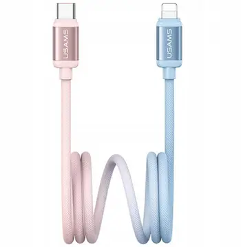 Kabllo USB Usams Bicolor Series SJ757, USB C në Lightning, 30W, 1.2m, blu dhe rozë