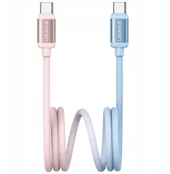 Kabllo USB C në USB C Usams SJ756, 1.2m, 60W PD, blu dhe rozë