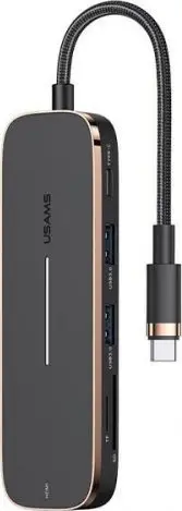Hub USB C Usams SJ575HUB01, 6 në 1, USB 3.0, gri
