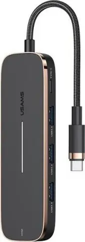 Stacion USB-C Usams SJ578HUB01, hub shumëport, gri