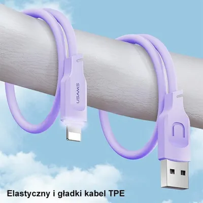 Kabllo USB Usams Lithe Series US-SJ565, USB A në Lightning, 1.2 m, jeshile - 3