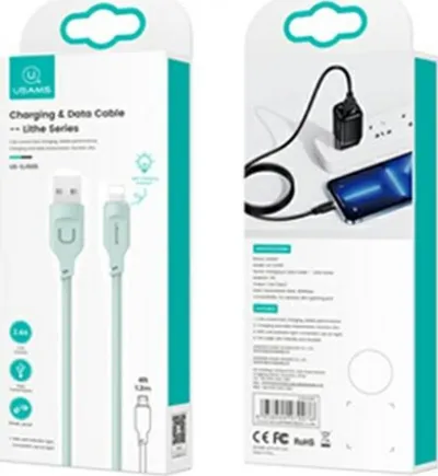 Kabllo USB Usams Lithe Series US-SJ565, USB A në Lightning, 1.2 m, jeshile - 8