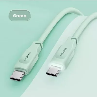 Kabllo USB Usams USB C në USB C Lithe, 1.2 m, 100W, e gjelbër - 17