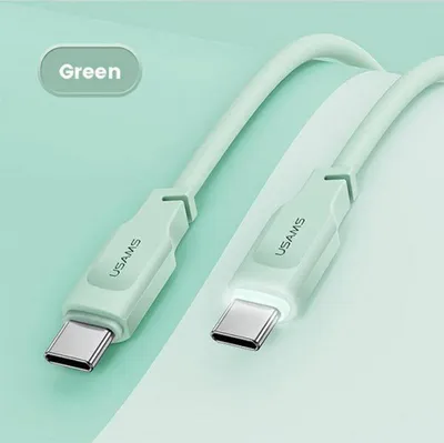 Kabllo USB Usams USB C në USB C Lithe, 1.2 m, 100W, e gjelbër - 3