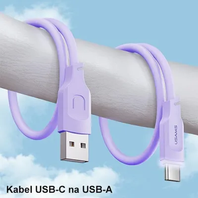 Kabllo USB Usams Lithe, USB A në USB C 1.2m, 66W, lejla - 32