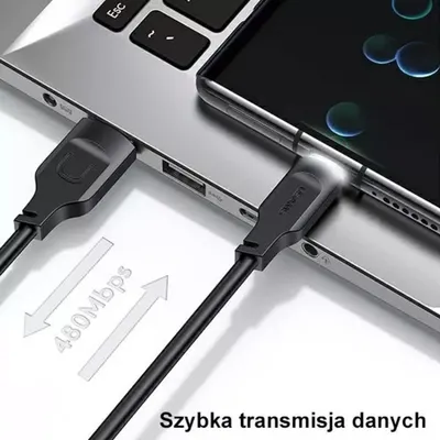Kabllo USB Usams Lithe, USB A në USB C 1.2m, 66W, lejla - 33