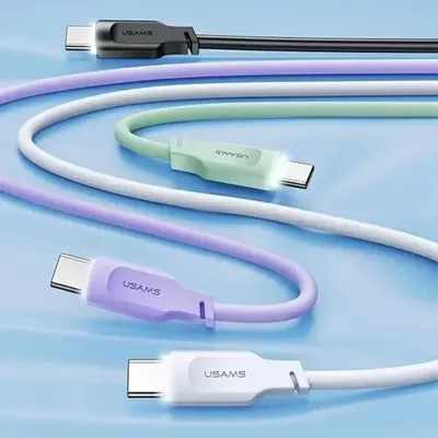 Kabllo USB Usams Lithe, USB A në USB C 1.2m, 66W, lejla - 9