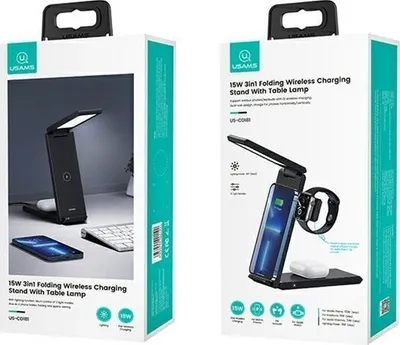 Karikues wireless Usams US-CD181, 3 në 1, 15W, i zi - 2