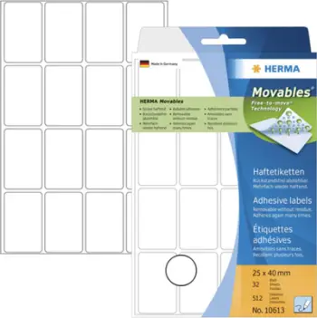 Etiketa universale Herma Labels 25x40 mm, të bardha, 512 copë (10613)