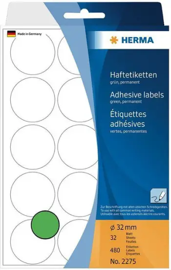 Etiketa Herma Labels Green Circles, 480 copë (2275)