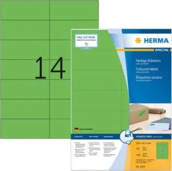 Etiketa me ngjyra Herma A4, 105x42.3mm, të gjelbërta