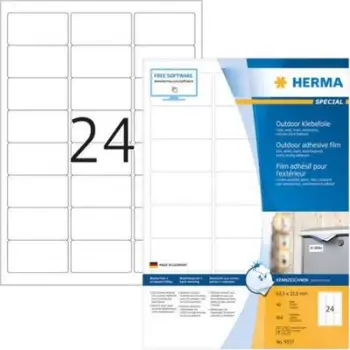 Etiketa ngjitëse Herma Outdoor 9537, A4, 63.5 x 33.9 mm, të bardha