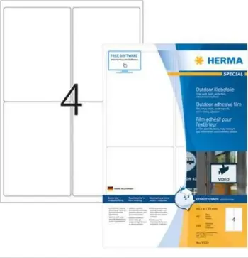 Etiketa A4 Herma, 99.1x139 mm, film rezistent ndaj motit, 1000 copë, të bardha