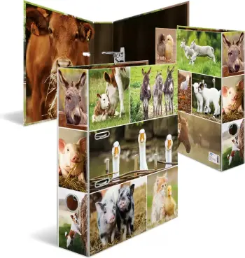 Dosje unazash Herma A4 Farm Animals, karton i fortë, shumëngjyrëshe