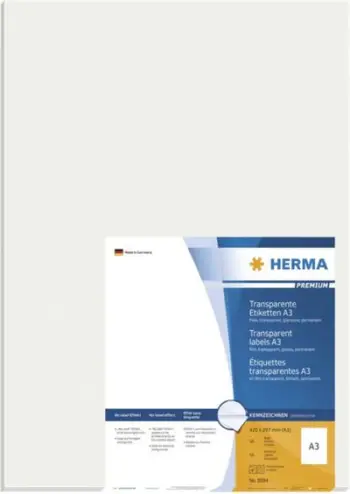 Etiketë film transparente HERMA 8694, A3 297 × 420 mm, vetëngjitëse, për printer