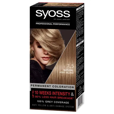 Ngjyrë për flokë Syoss, 7.5 Natural Ash Blonde, 50 ml - 1