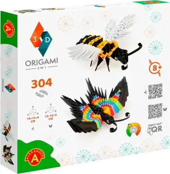 Set kreativ Alexander Origami 3D 2in1 Butterfly Bee, pa ngjitës, për fëmijë 8+, shumëngjyrësh