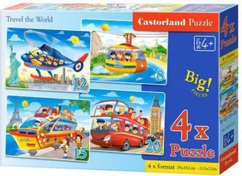 Puzzle për fëmijë Castorland Travel the World 247018, set 4 puzzle, shumëngjyrësh