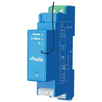 Switch Z-Wave smart, Shelly Wave PRO 1 (QBWAVPRO1), 1 kanal, montim në shinë DIN, blu