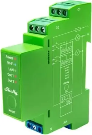Ndërprerës me dy rele Shelly Pro Dimmer 2PM, Lan, WiFi, Bluetooth