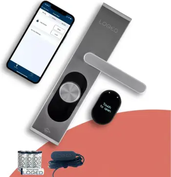 Bravë inteligjente dere LOQED Smart Lock, Bluetooth, çelik inox, argjendtë e zezë