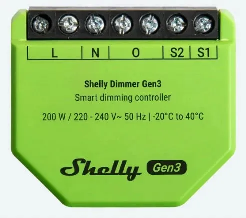 Dimmer Shelly Dimmer Gen3, wireless, kontroll me aplikacion, për LED, zi/lime - 2