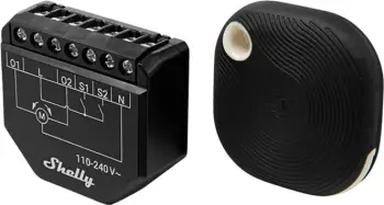 Kontrollues i roletave Shelly Shutter+BLUB1, Wi-Fi/Bluetooth, me buton wireless, i zi