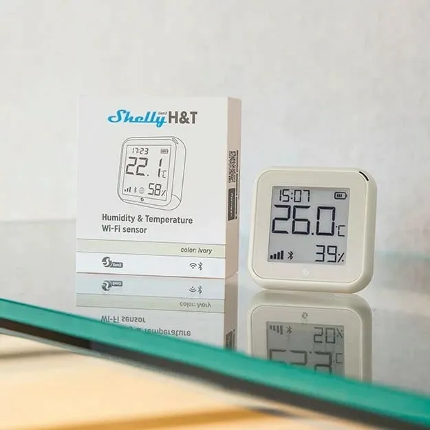 Sensor inteligjent Shelly Plus H&T G3, temperaturë dhe lagështi, Bluetooth dhe Wi‑Fi, ivory - 2