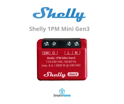 Ndërprerës me një rele SHELLY 1PM Mini Gen3, WiFi & Bluetooth, KNXnet / IP communication - 1