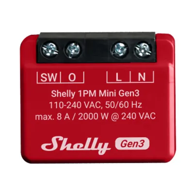 Ndërprerës me një rele SHELLY 1PM Mini Gen3, WiFi & Bluetooth, KNXnet / IP communication - 2