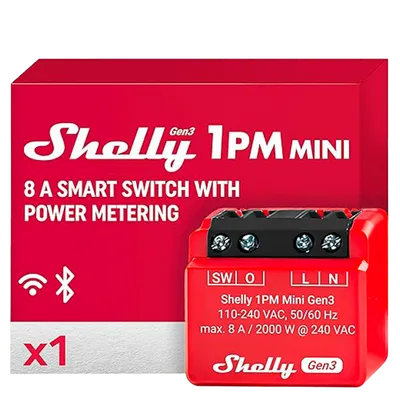 Ndërprerës me një rele SHELLY 1PM Mini Gen3, WiFi & Bluetooth, KNXnet / IP communication - 3