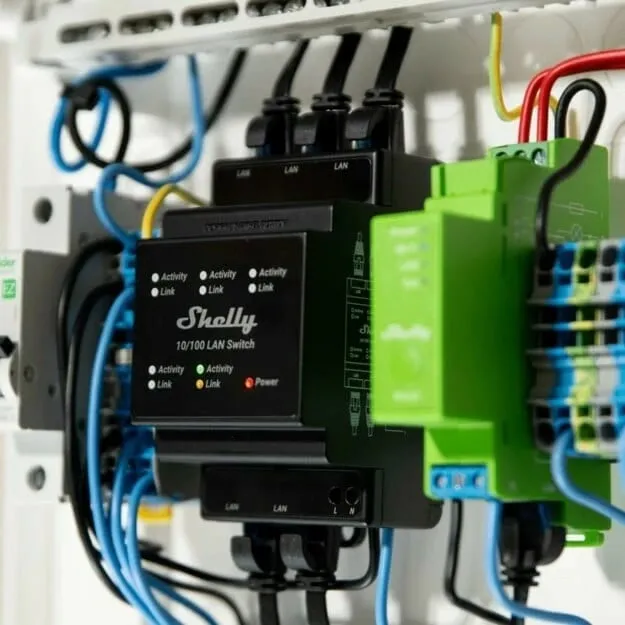 Switch Shelly LAN, Smart switch, Plastikë, E zezë, DIN-rail, LED, 110 - 240 V - 4