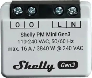 Matës inteligjent energjie Shelly PM Mini Gen3, Wi‑Fi, 16A, i bardhë
