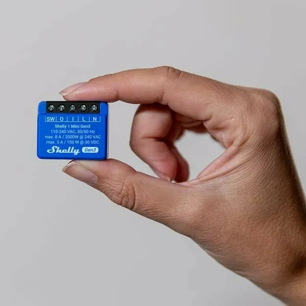 Smart switch Shelly 1 Mini Gen3, 1P, Wireless, 20 dBmW, 30 m, Blu - 1