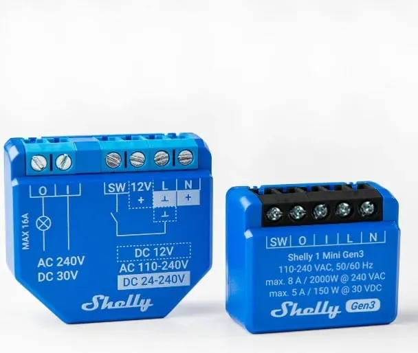 Smart switch Shelly 1 Mini Gen3, 1P, Wireless, 20 dBmW, 30 m, Blu - 4