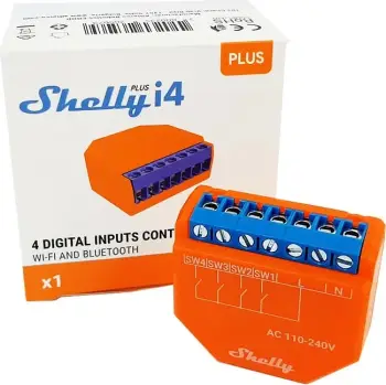 Kontroller Shelly Plus i4 DC, 4 kanale, Wi-Fi, Portokalli