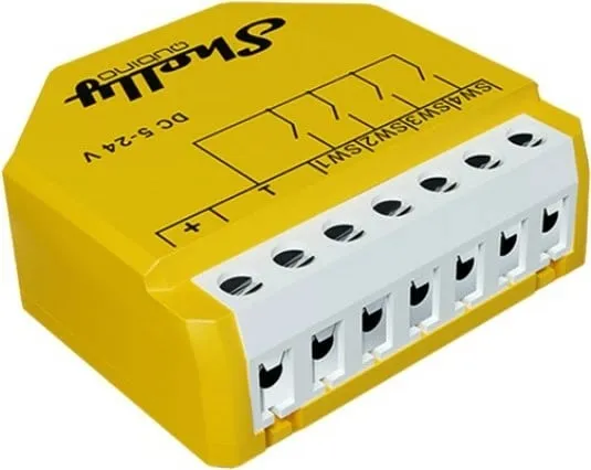 Smart switch Shelly Qubino Wave i4 DC, Wireless, 25 dBmW, 868.4 MHz, Verdhë - 1