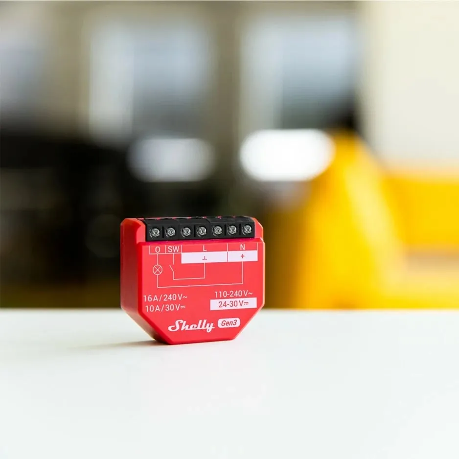 Switch i mençur Shelly 1PM Gen3, Wireless, Plastik, 30 m, 50 m, Kuq - 4