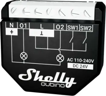 Smart switch Shelly Qubino WAVE 2PM, Wireless, 25 dBmW, Z-Wave, 868.4 MHz, e zezë