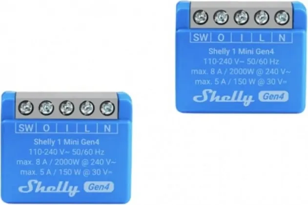 Smart switch Shelly 1 Mini Gen4, 2 copë, Kaltër - 4