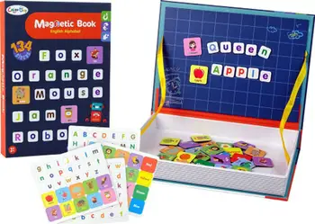 Libër magnetik LeanToys Magnetic Puzzle Book, alfabet anglisht, figura me magnet, shumëngjyrësh