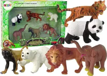 Set figura kafshë Safari LeanToys, 6 copë, plastikë, shumëngjyrëshe