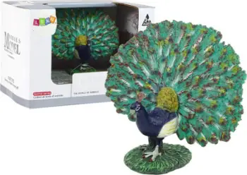 Figurinë lodër LeanToys Royal Peacock Animals of the World, plastikë, koleksionuese, shumëngjyrëshe