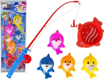 Loja e aftësisë LeanToys Dexterity Game Fishing for Fish, set peshkimi për fëmijë, 4 peshq, shumëngjyrëshe